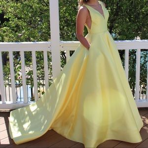 yellow Sherri Hill prom dress